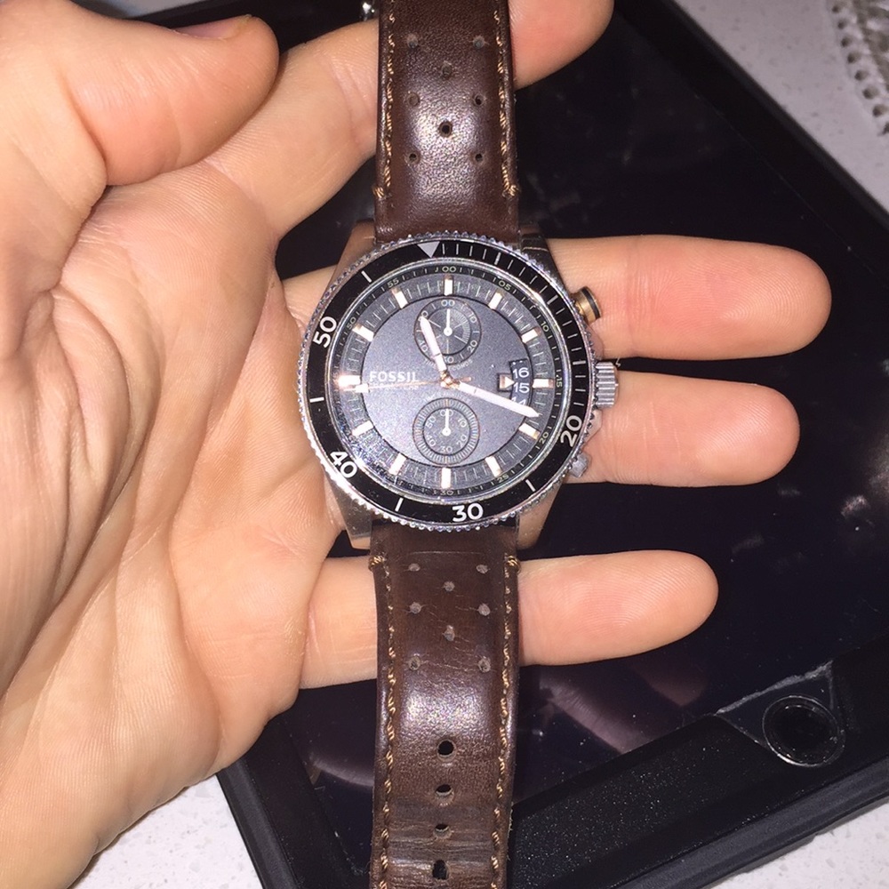 Fossil leather brown watch
